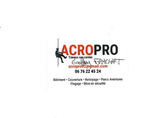 Acropro Travaux d'accès difficile Travaux sur cordes Bâtiment Couverture Nettoyage Parcs Aventures Élagage Mise en sécurité 
